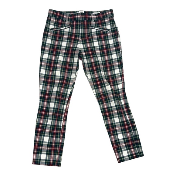 GAP Pants - Gap Plaid Signature Skinny Ankle Trouser Pant Size 4 petite red green cream